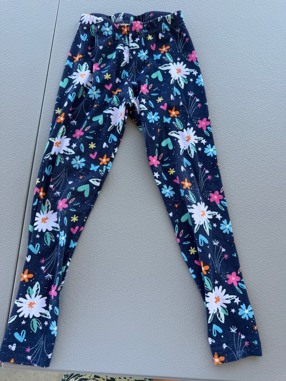 Bobbie Brooks Navy Floral Stretch Leggings with Bright Accents